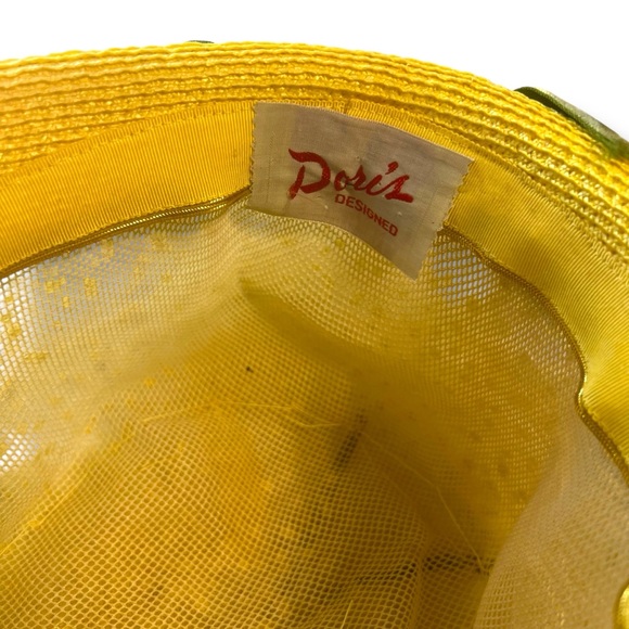 Vintage Doris Designs Bouffant Bubble Hat w/Yellow Polka Dot Tulle and Roses main image 5